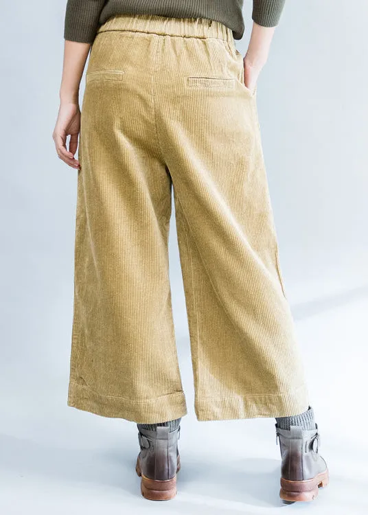 2021 khaki thick corduroy trousers loose casual wide leg pants