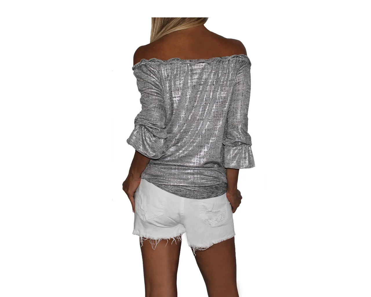 58 Empire Silver Off Shoulder Top - The Ibiza