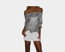 58 Empire Silver Off Shoulder Top - The Ibiza