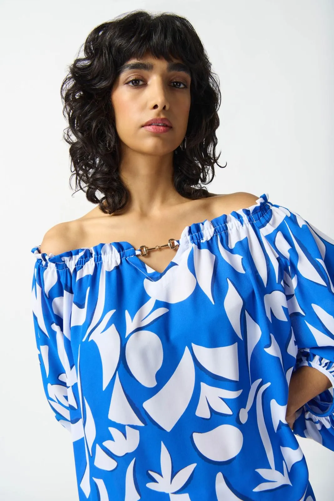 ABSTRACT OFF THE SHOULDER TOP