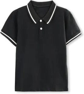 ACESTAR Boys Short Sleeve Polo Shirt Kids Plain School Uniform Polo Shirt for Boys and Girls 4-12 Years