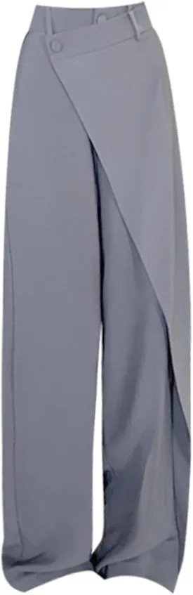 Asymmetrical Dress Pants for Women Chic Irregular Tailored Design Flowy Wide Leg Pants Business Casual Trendy Work Trousers