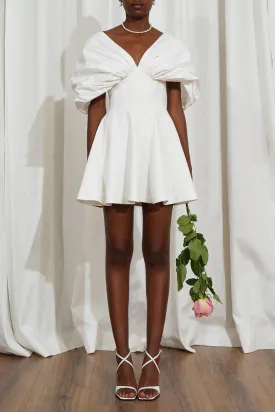 Ava Taffeta Crepe Mini Dress In Off-White