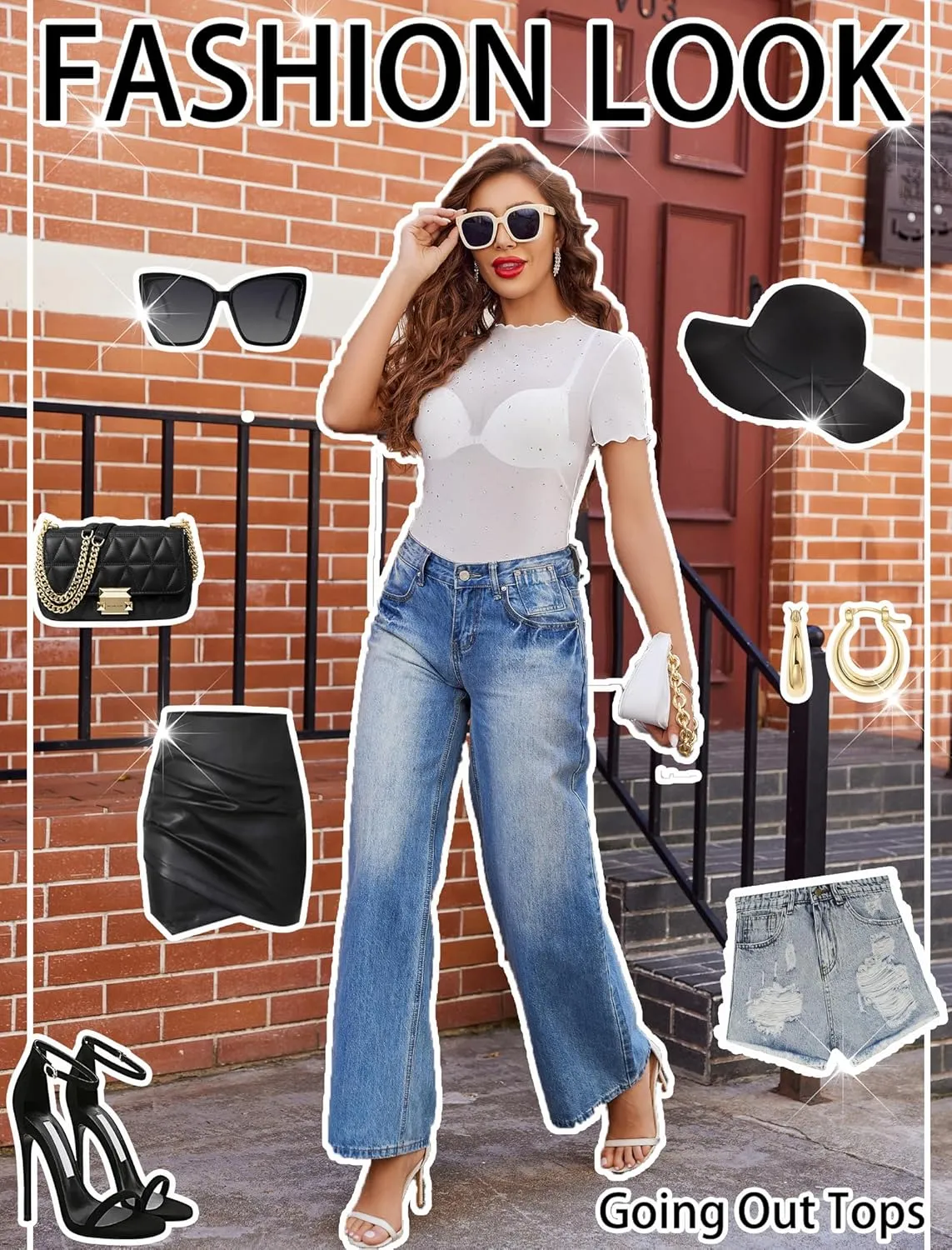 Avidlove Women Mesh Tops Short Sleeve Rhinestone Shirts Sheer Blouse Sexy Going Out Tops Sparkly Party Tops Summer