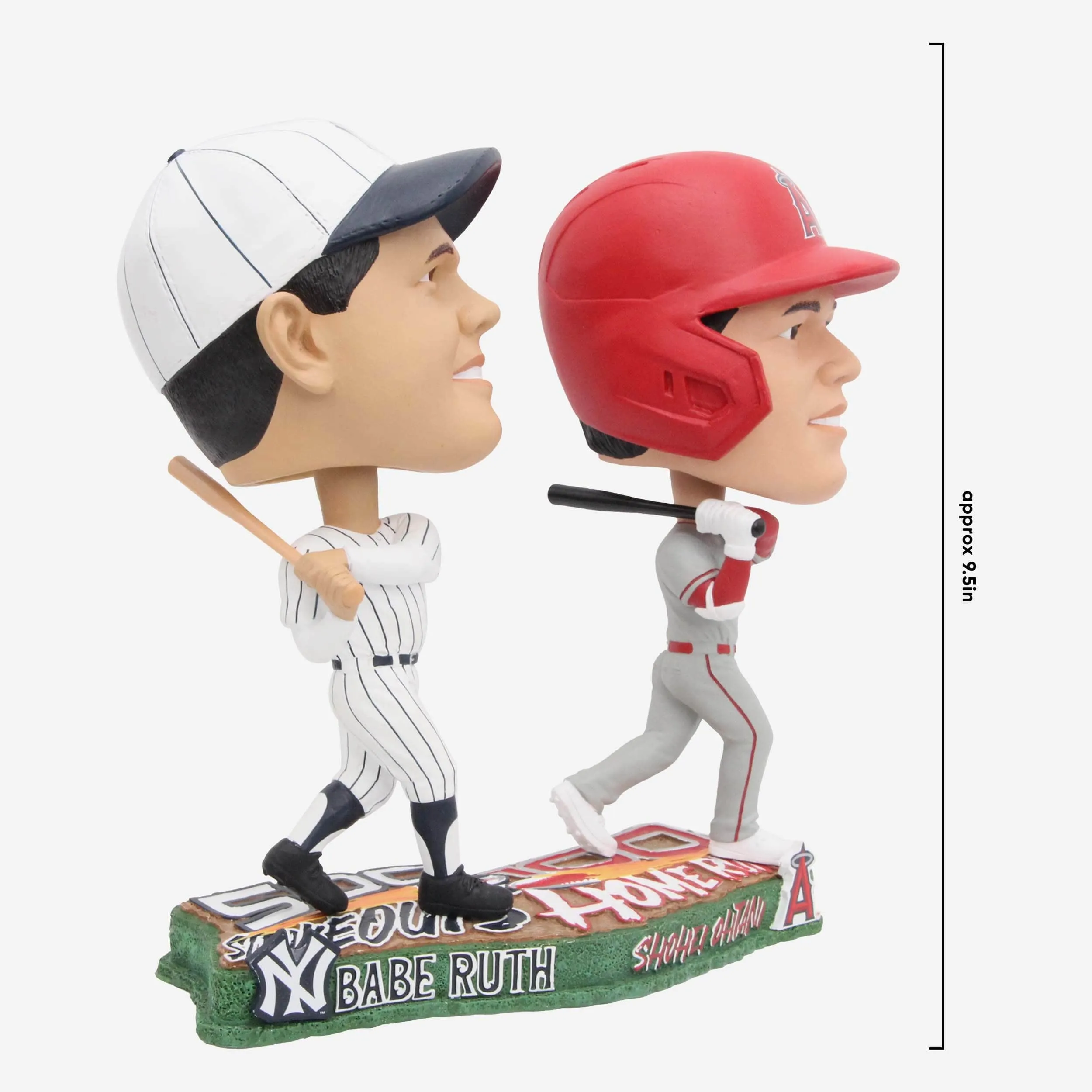 Babe Ruth & Shohei Ohtani New York Yankees & Los Angeles Angels 500 Strikeouts 100 Home Runs Dual Bighead Bobblehead
