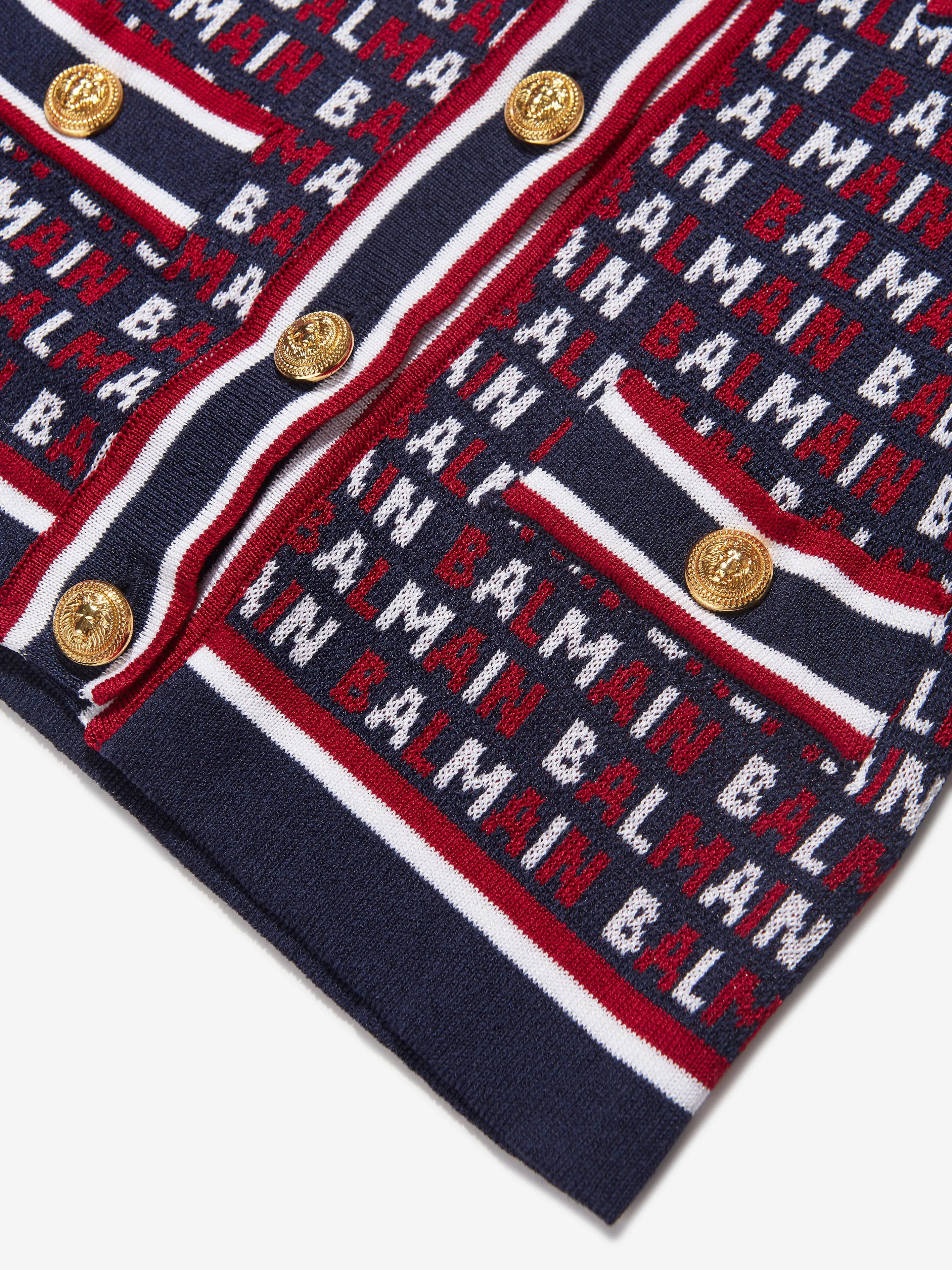 Balmain Girls Knitted Logo Cardigan in Blue