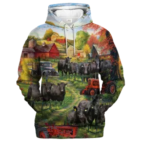 Blank Angus Farm In The Fall Hoodie