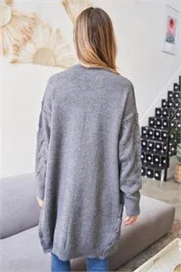 Cable Knit Cardigan Sweater in Heather