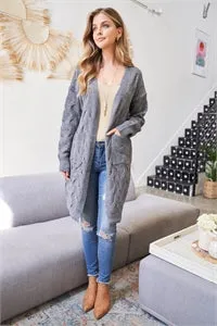 Cable Knit Cardigan Sweater in Heather
