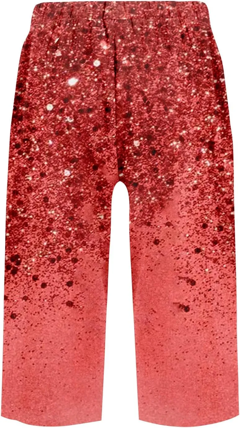 Capri Pants for Women Bermuda Shorts High Waisted Wide Leg Cropped Linen Pants Casual Palazzo Pant with Pockets