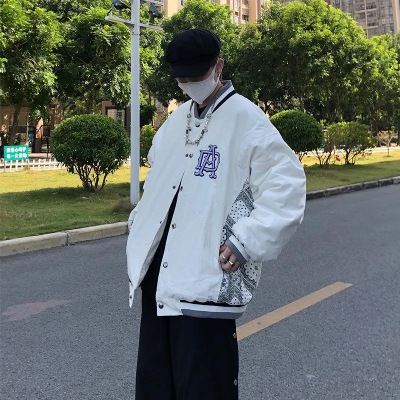 Cashew flower stitching embroidery baseball uniform jacket