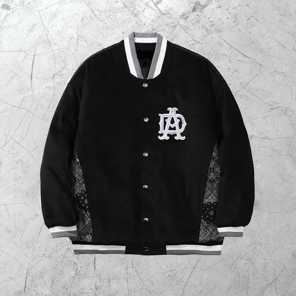Cashew flower stitching embroidery baseball uniform jacket