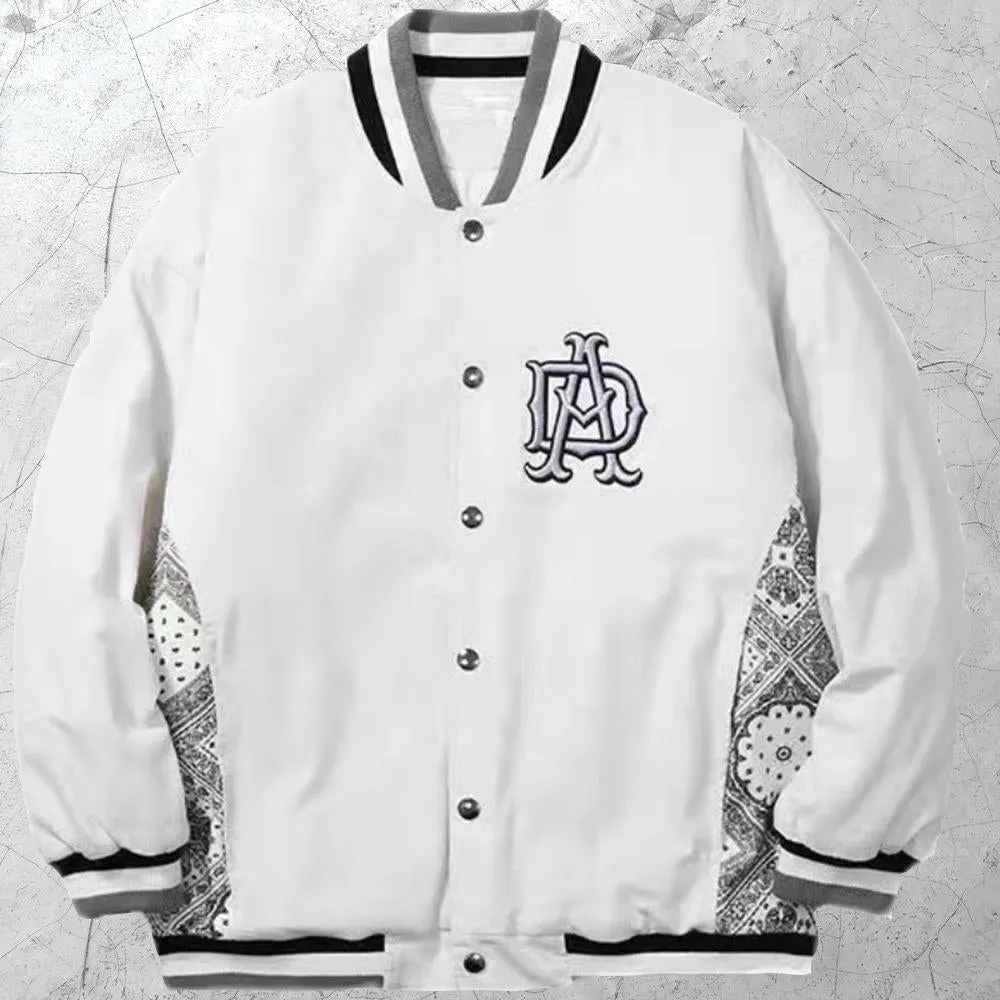 Cashew flower stitching embroidery baseball uniform jacket