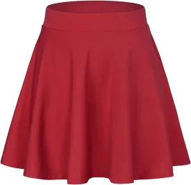 Century Star Women's Stretchy Flared Pleated Skater Skirt Tennis School Uniforms A Line Mini Short Skirt