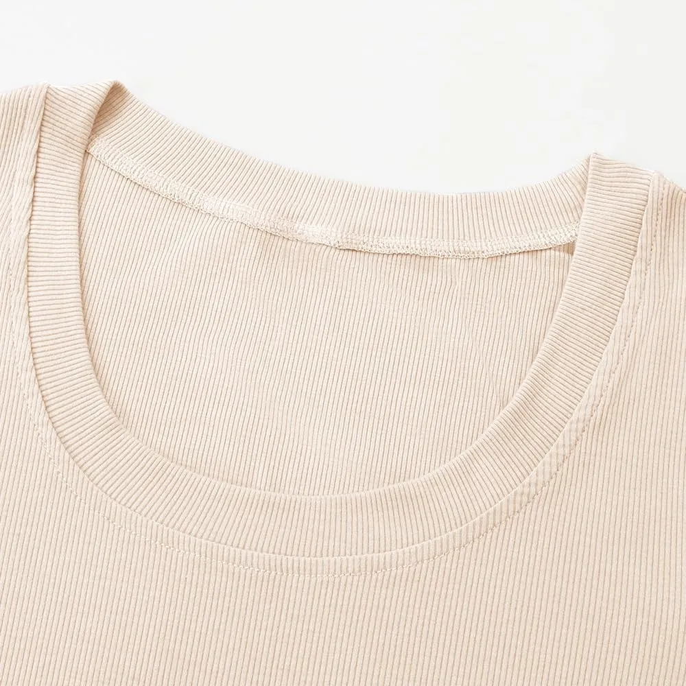 Chulianyouhuo Women's 2 Pack Scoop Neck Ribbed Knit Fitted Casual Tops Tee Summer Slim Basic Shirts
