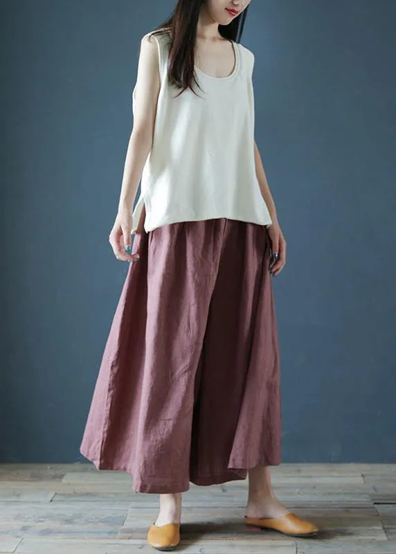 Chunxin original design cotton and linen wide-leg pants