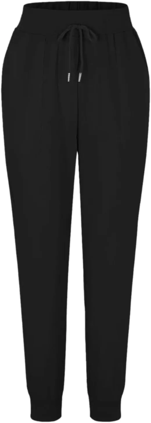 Cotton Linen Tapered Pants Women Summer Drawstring Back Elastic Waist Petite Pants Joggers Casual Beach Trousers with Pockets