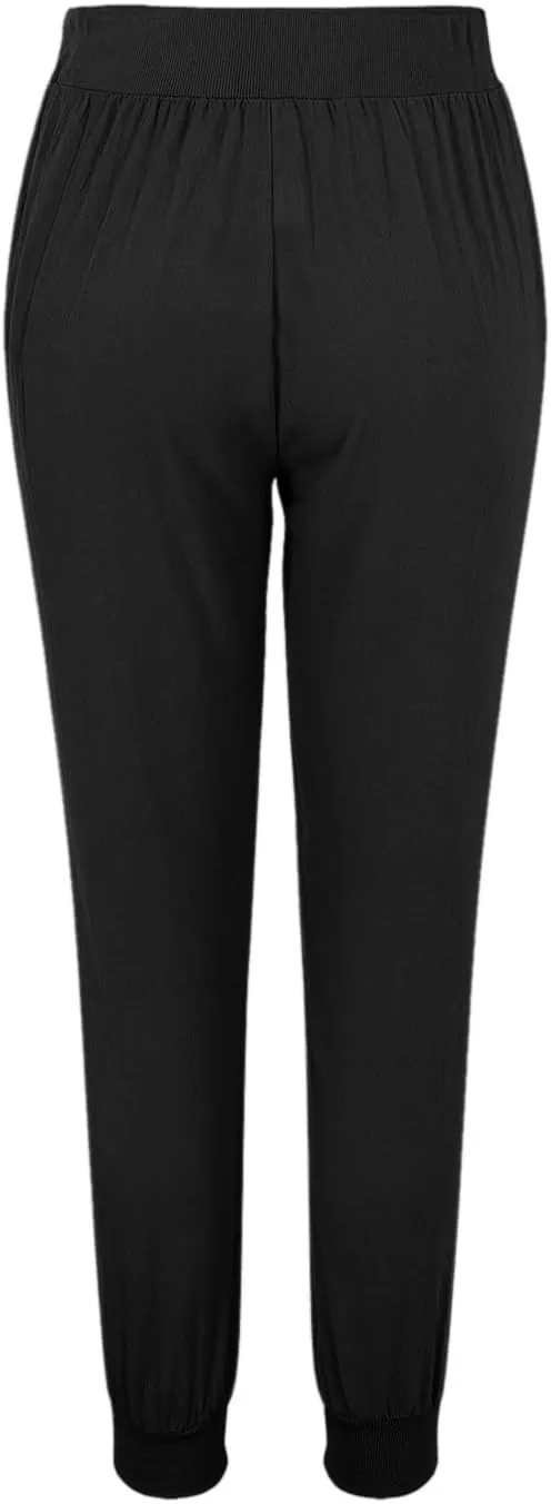 Cotton Linen Tapered Pants Women Summer Drawstring Back Elastic Waist Petite Pants Joggers Casual Beach Trousers with Pockets