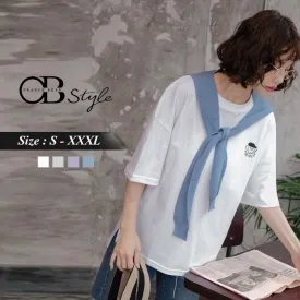 COTTON PRINTED SHORT SLEEVE ROUND-NECK TOPS