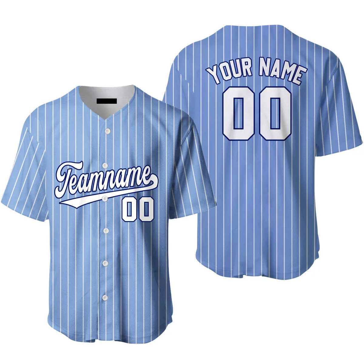 Custom Blue White Pinstripe White Blue Baseball Jerseys For Men & Women
