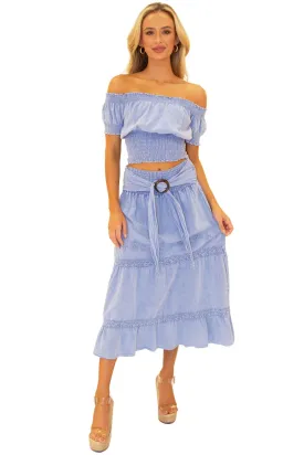 'Delilah' Shirred Off Shoulder Top