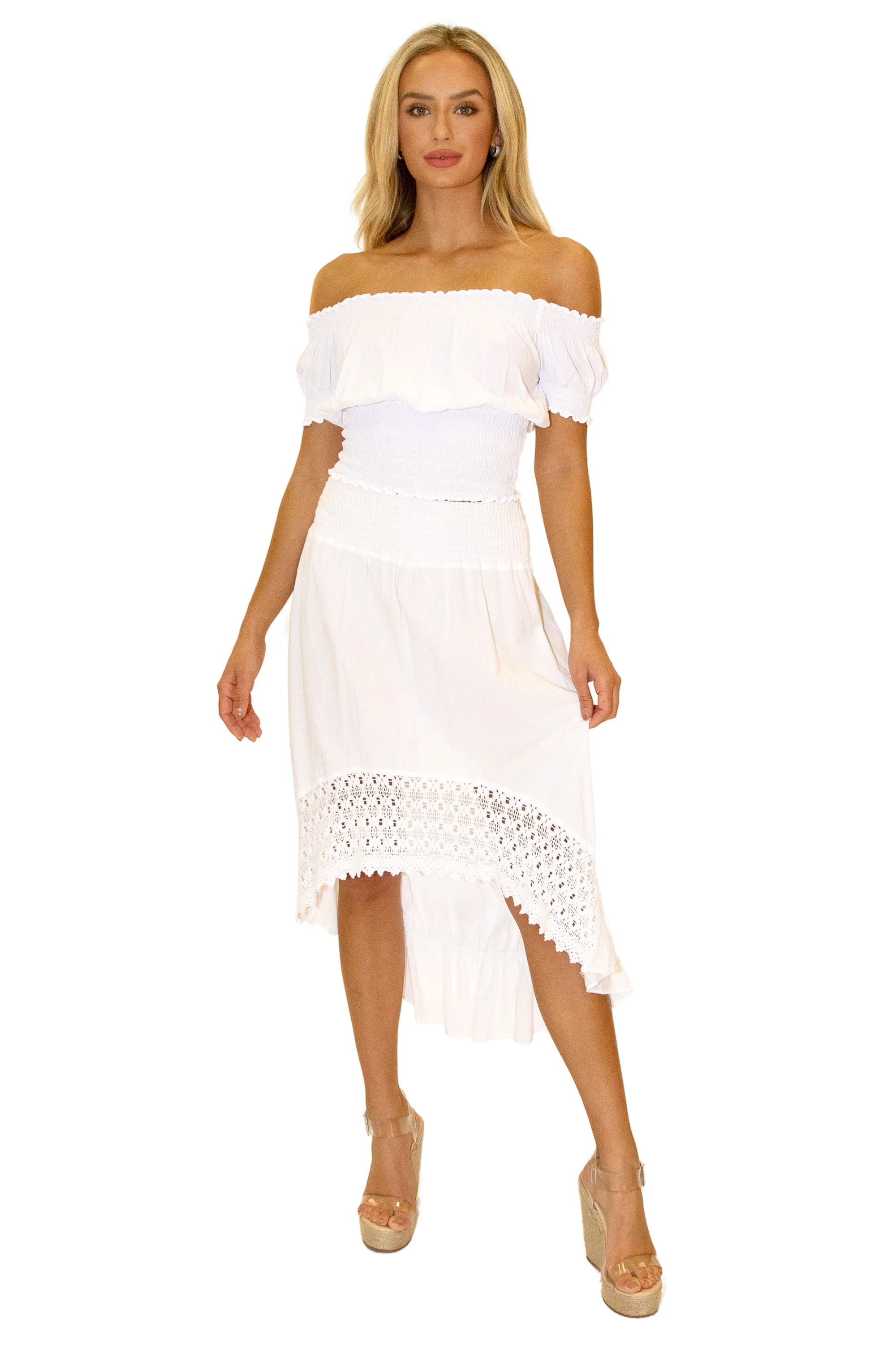 'Delilah' Shirred Off Shoulder Top