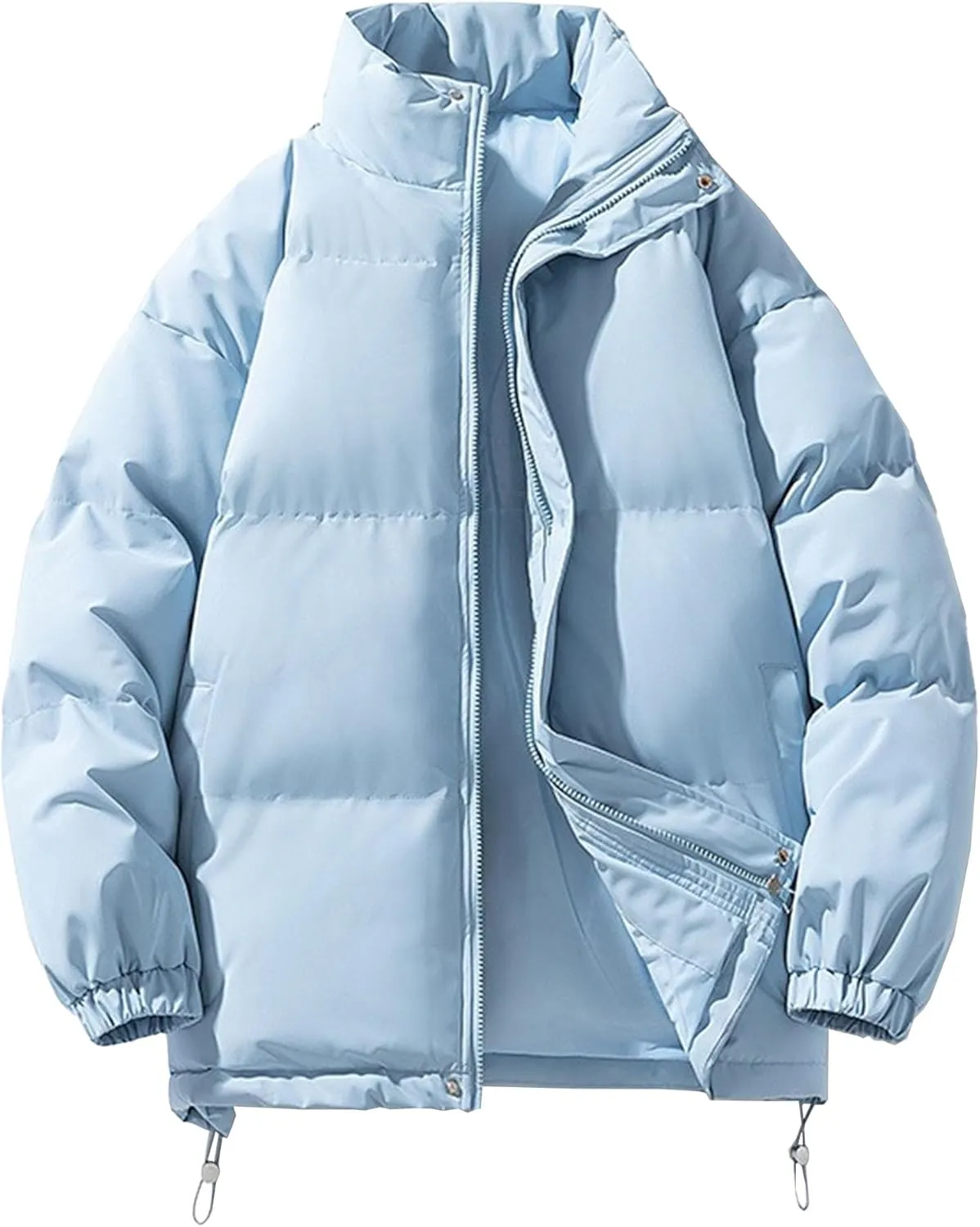 DGHM-JLMY Winter Puffer Jackets For Men Thicken Warm Stand Collar Down Puffy Jacket Solid Couple Casual All-Match Overcoat