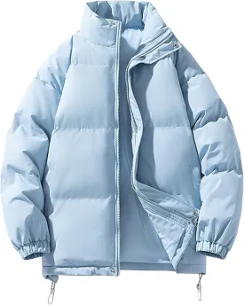DGHM-JLMY Winter Puffer Jackets For Men Thicken Warm Stand Collar Down Puffy Jacket Solid Couple Casual All-Match Overcoat
