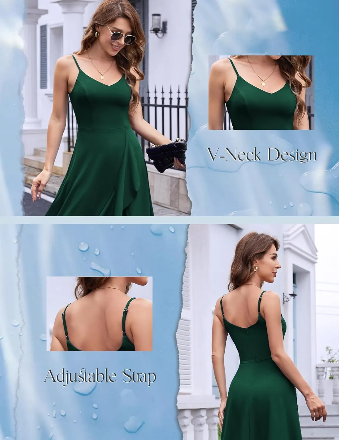 DRESSTELLS Women's Cocktail Party Dress, Formal Wedding Guest High Low Dress, Fit Flare Holiday Prom Dress