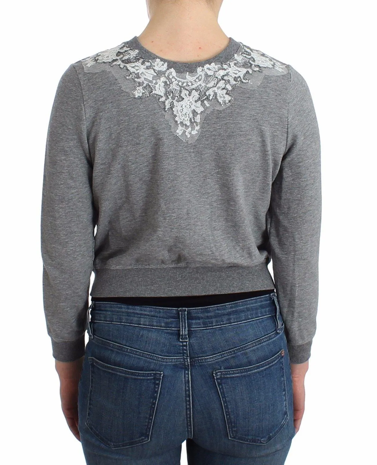 Ermanno Scervino Lingerie Gray Lace Sweater Cardigan Top