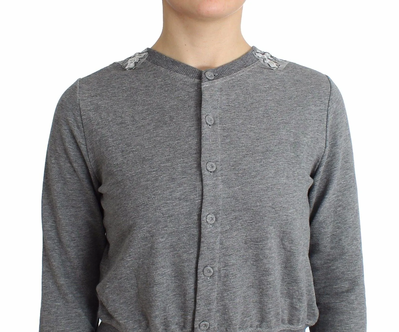 Ermanno Scervino Lingerie Gray Lace Sweater Cardigan Top
