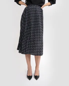 Ferré Pattern Pleated Midi Skirt
