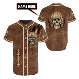 Football The Champion Skull Personalized Baseball Jersey, Skull American Flag Football Shirt