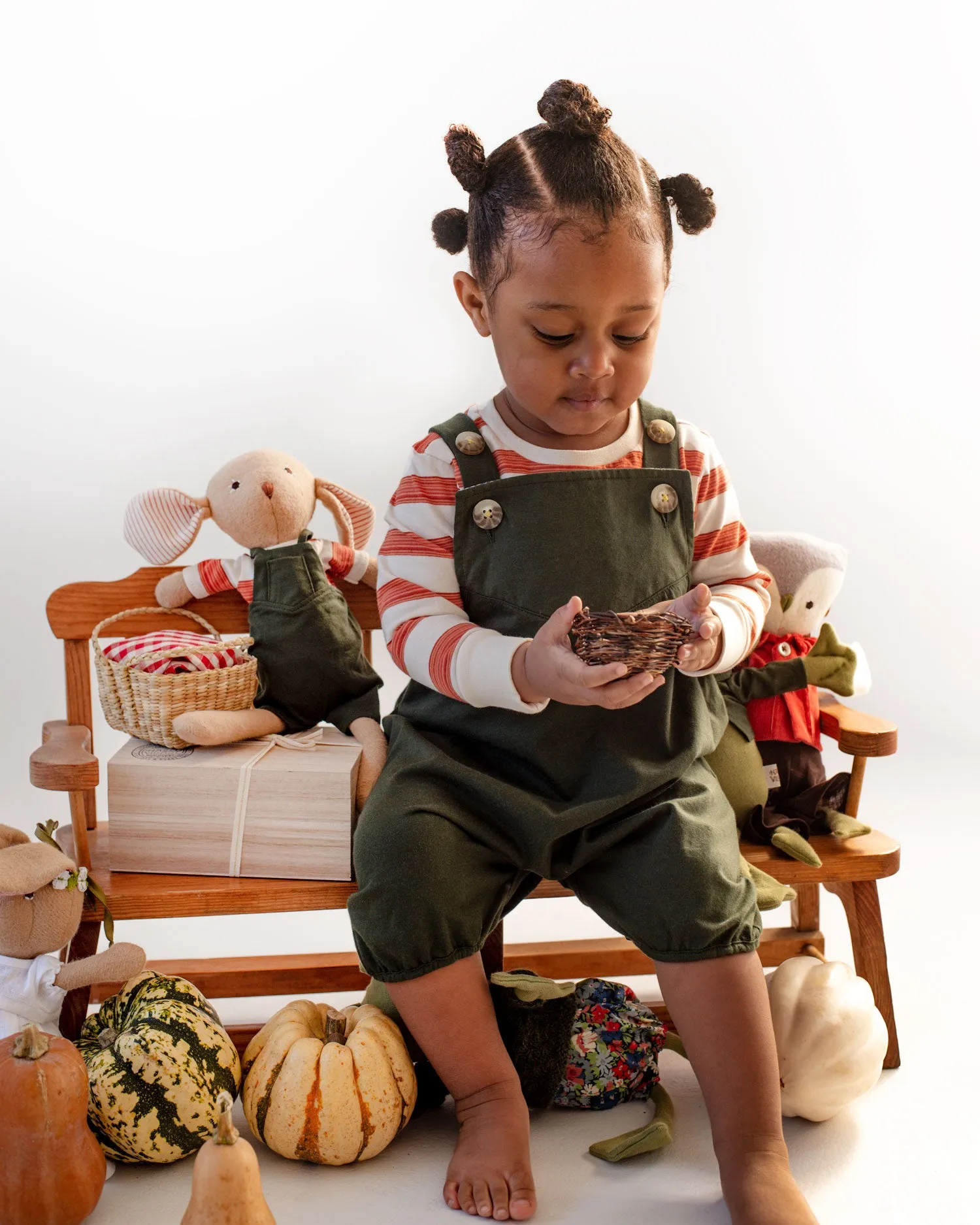 Forest Green Picnic Overalls for Kids