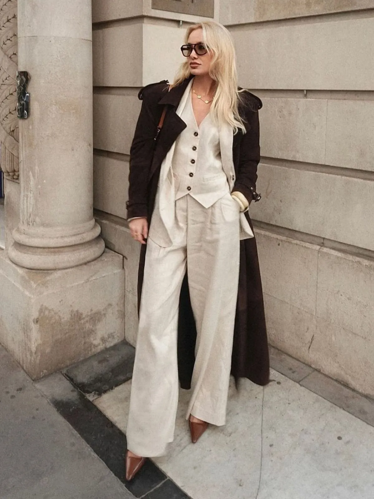 French-Origin Stretch Linen Vest