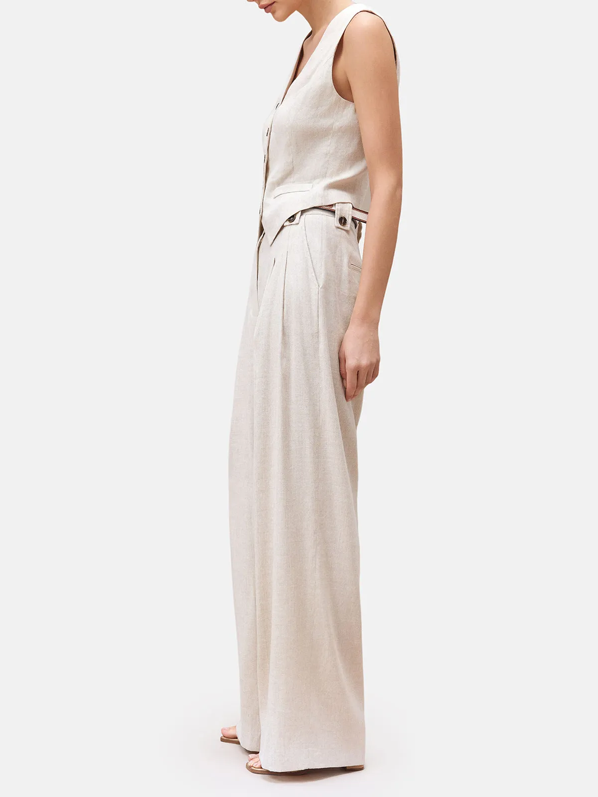 French-Origin Stretch Linen Vest