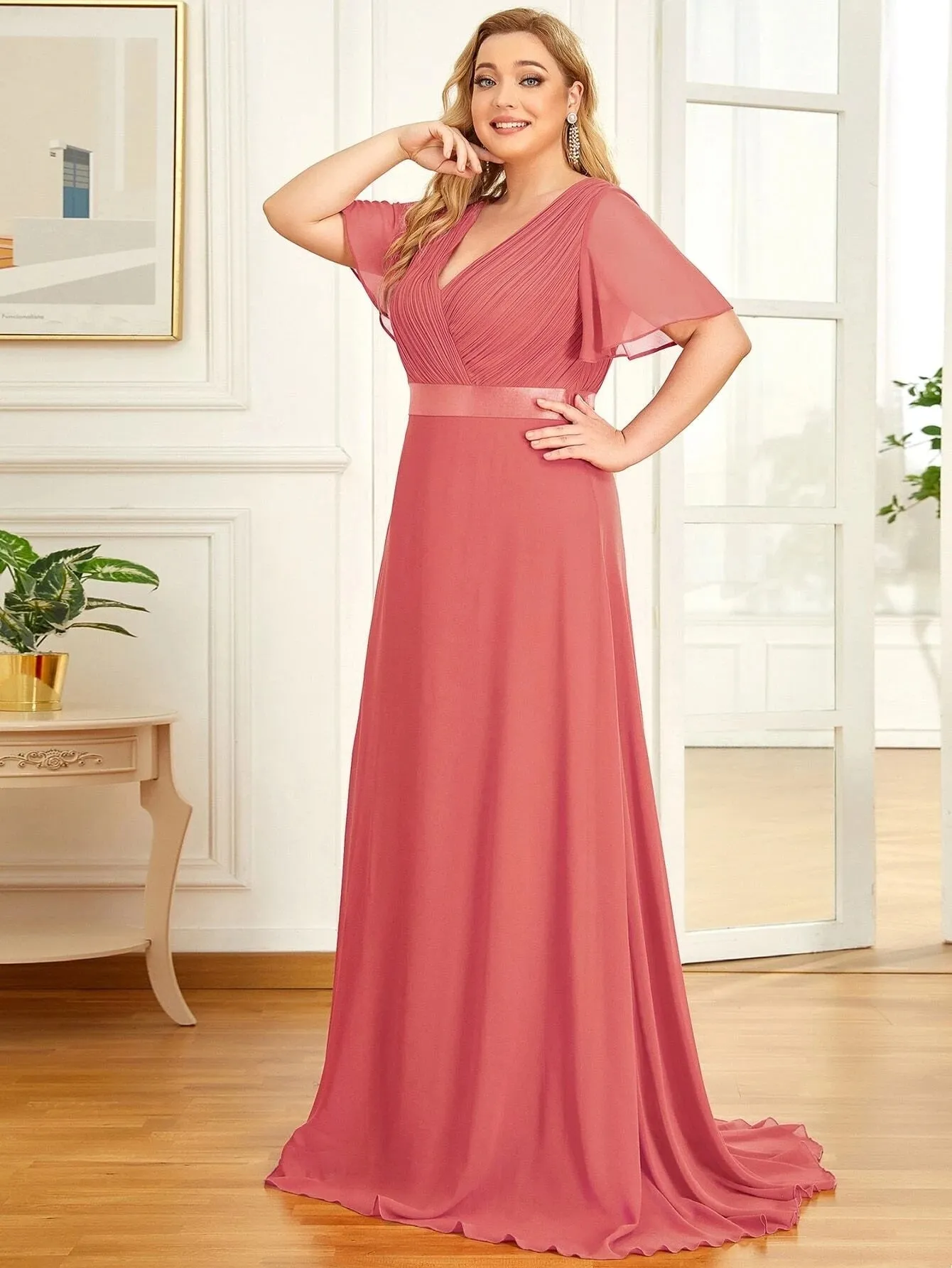 Funki Buys | Dresses | Women's Elegant Chiffon Evening Dress