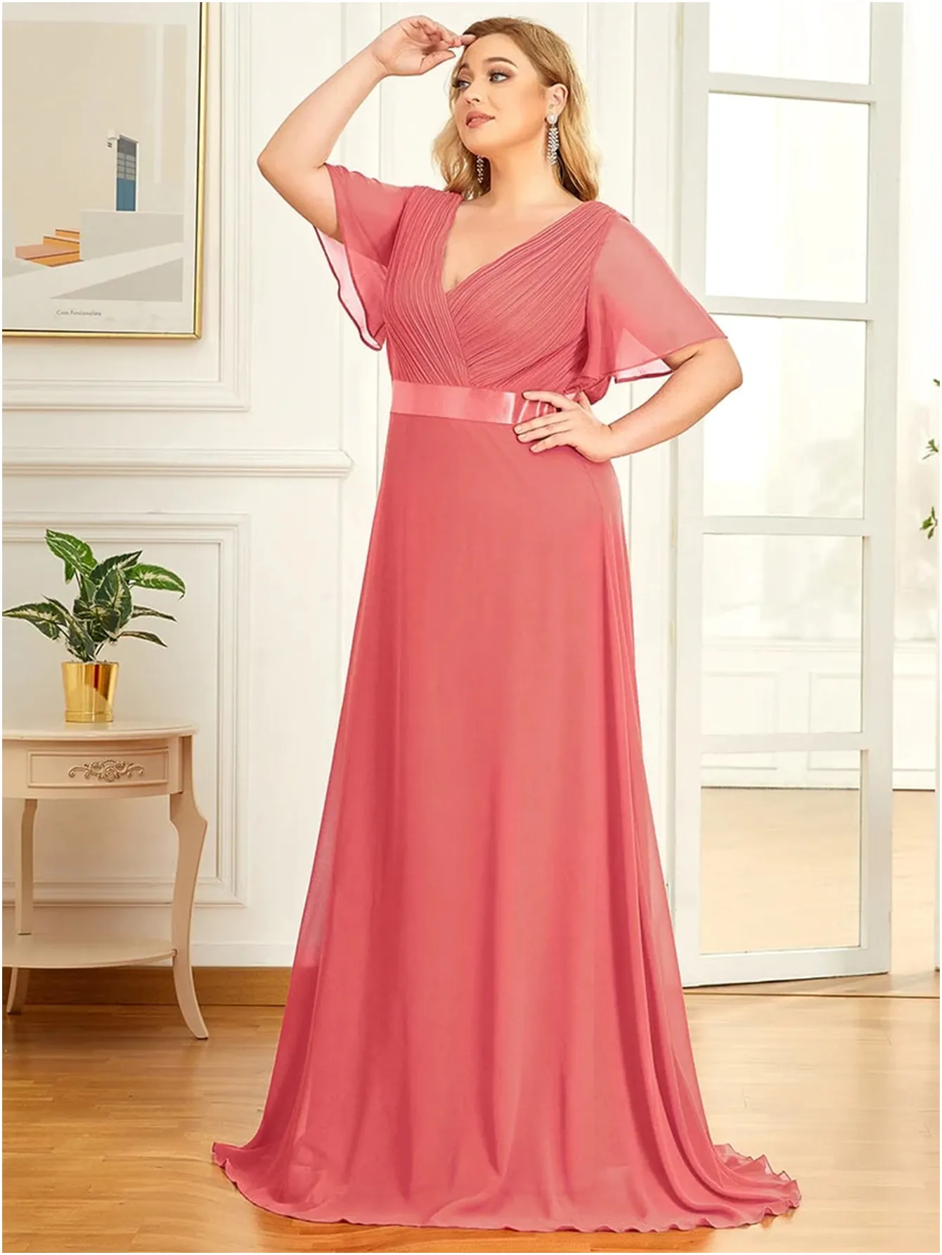 Funki Buys | Dresses | Women's Elegant Chiffon Evening Dress