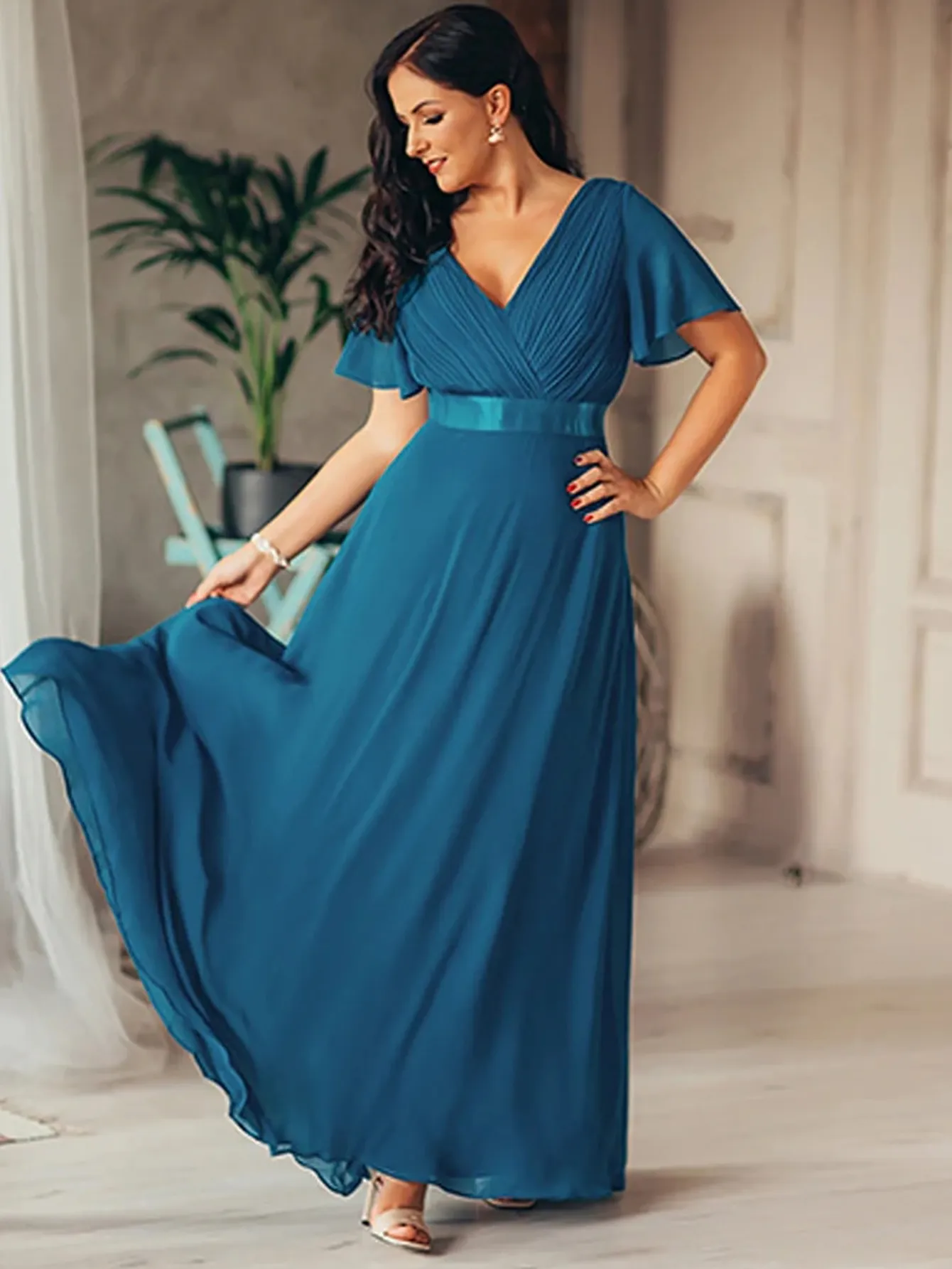 Funki Buys | Dresses | Women's Elegant Chiffon Evening Dress