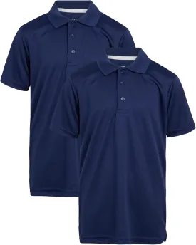 Galaxy by Harvic Boys School Uniform Shirt - 2 Pack Moisture Wicking Short Sleeve Polo T-Shirt (8-20)
