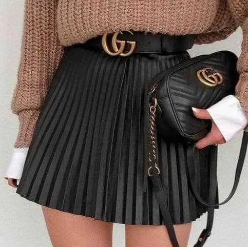 Glow Chic's Draped Pleated Knitted Mini Skirt