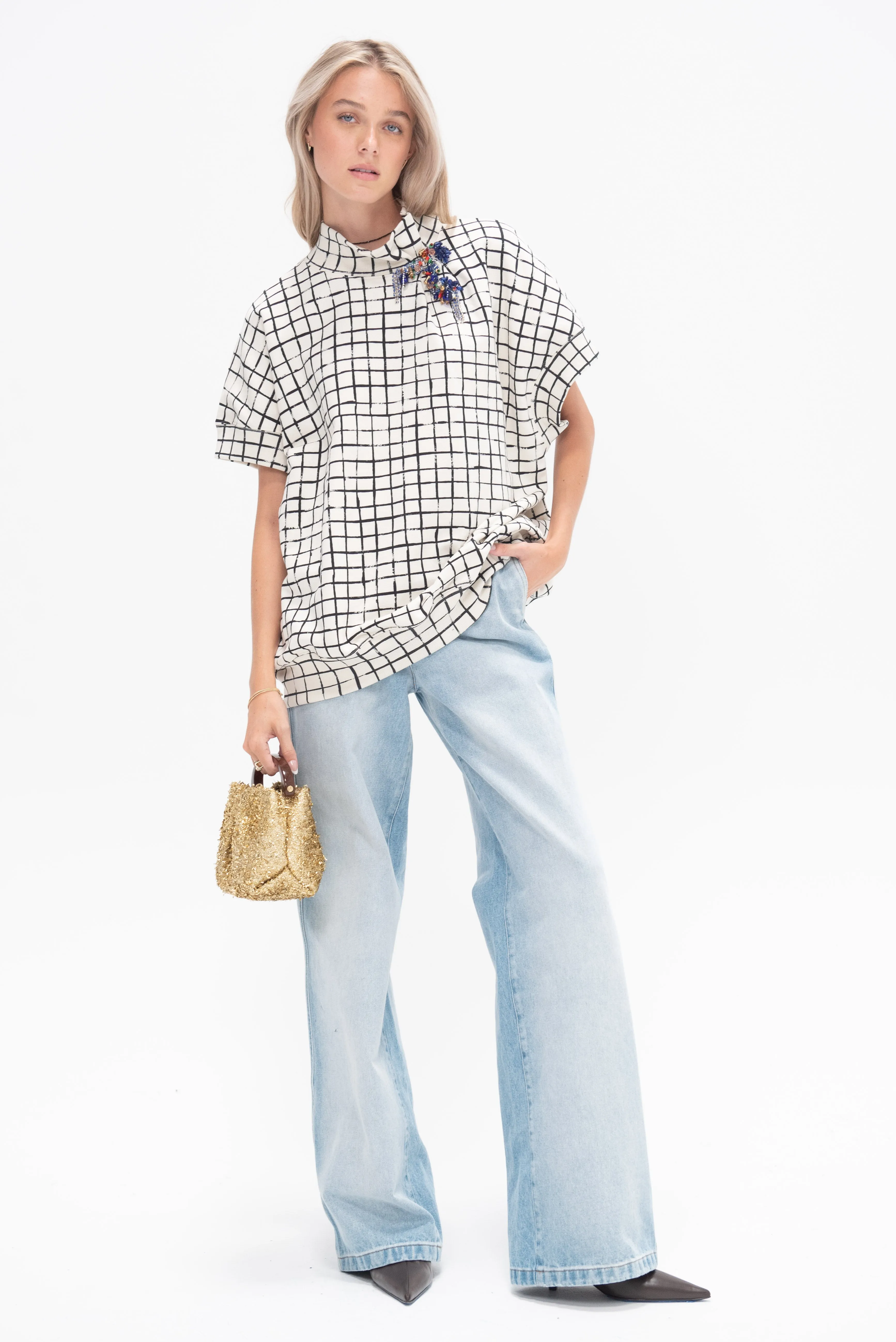 Grid Top, Ecru