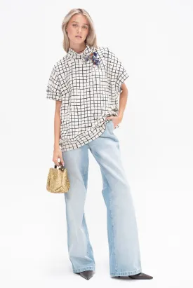 Grid Top, Ecru