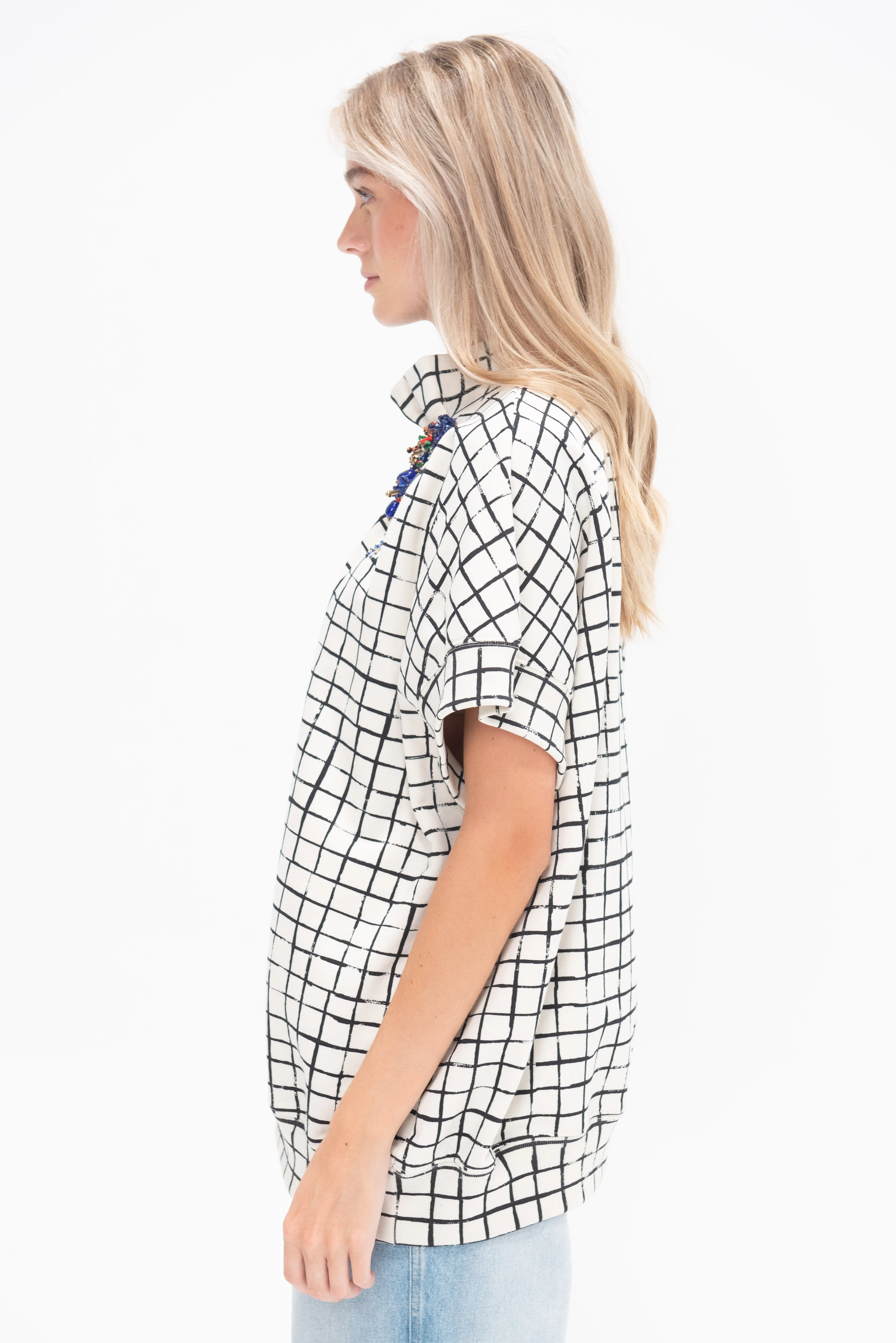 Grid Top, Ecru