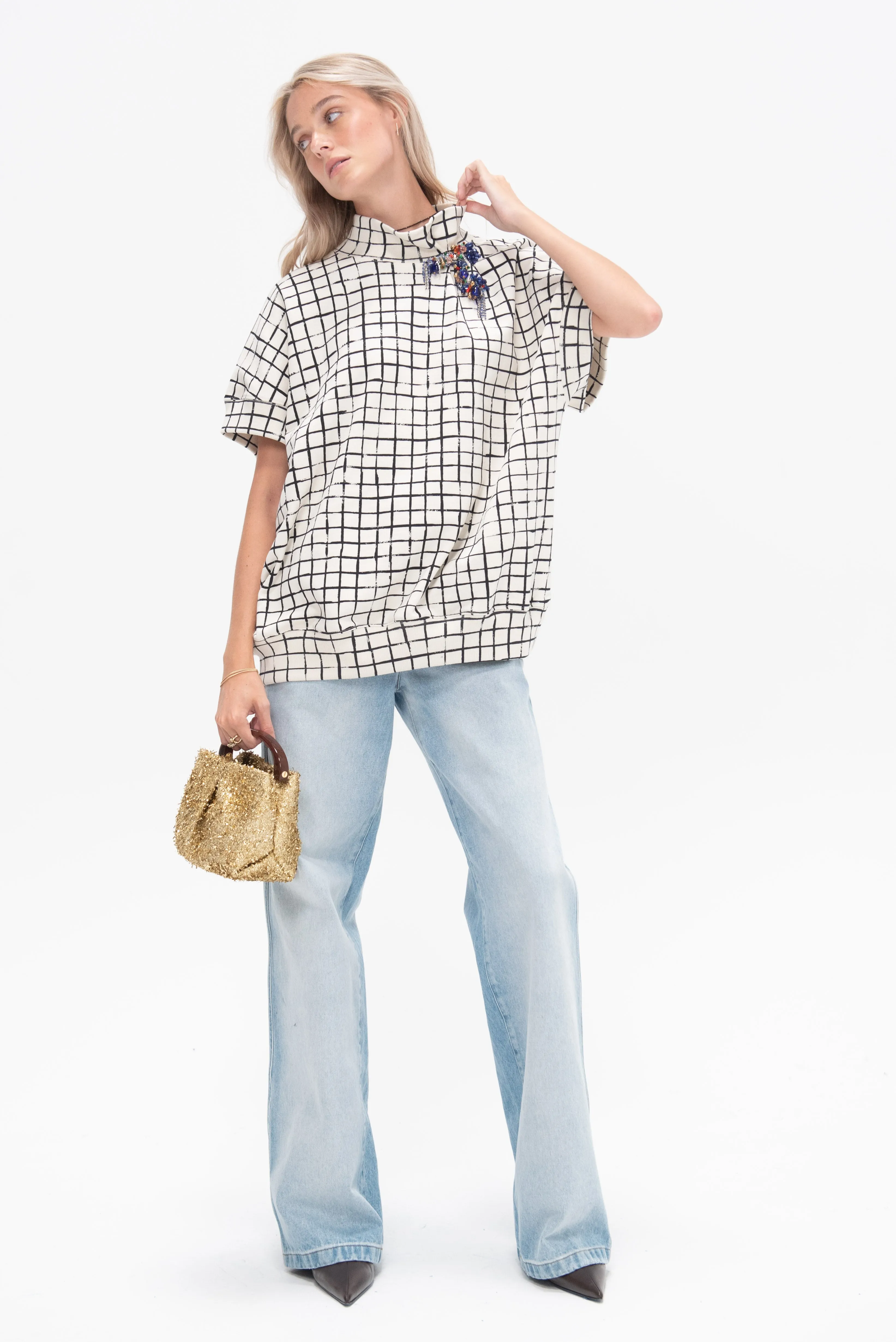 Grid Top, Ecru