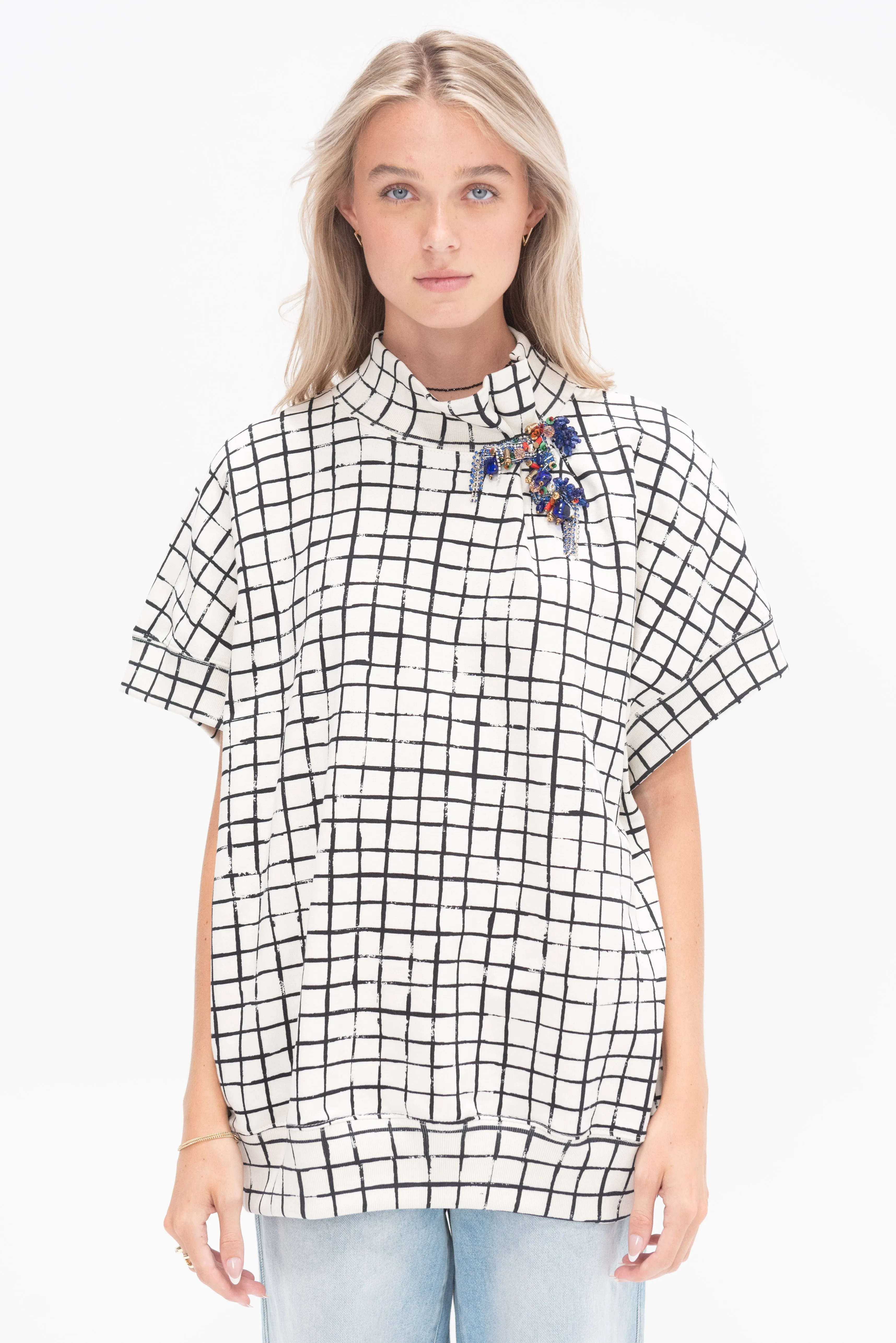 Grid Top, Ecru
