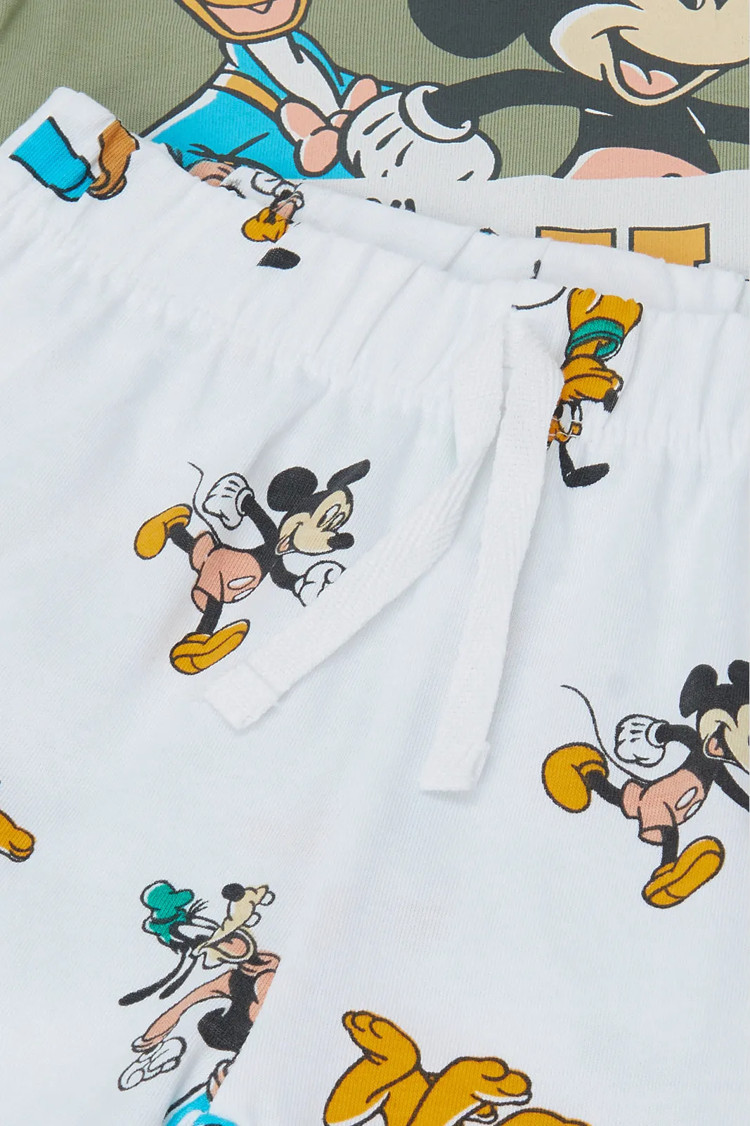 Infant Boys Olive And White Mickey Squad Pyjama Set (2 Piece)