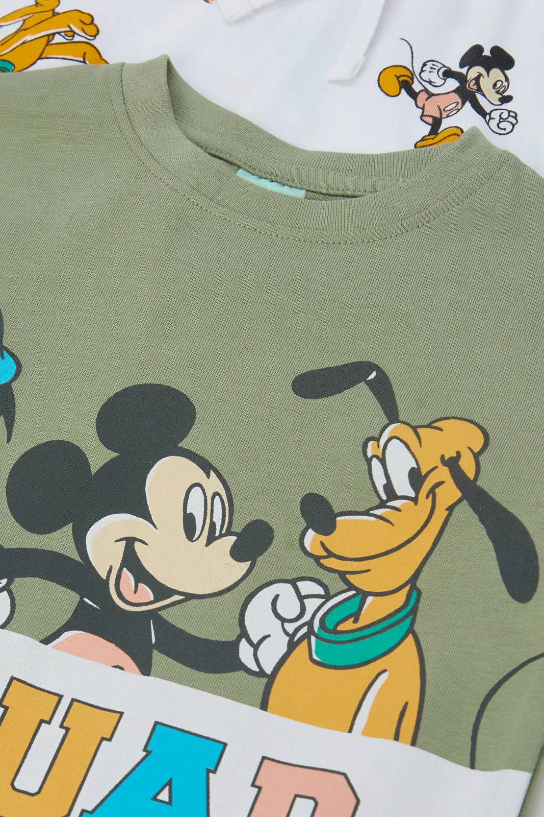 Infant Boys Olive And White Mickey Squad Pyjama Set (2 Piece)