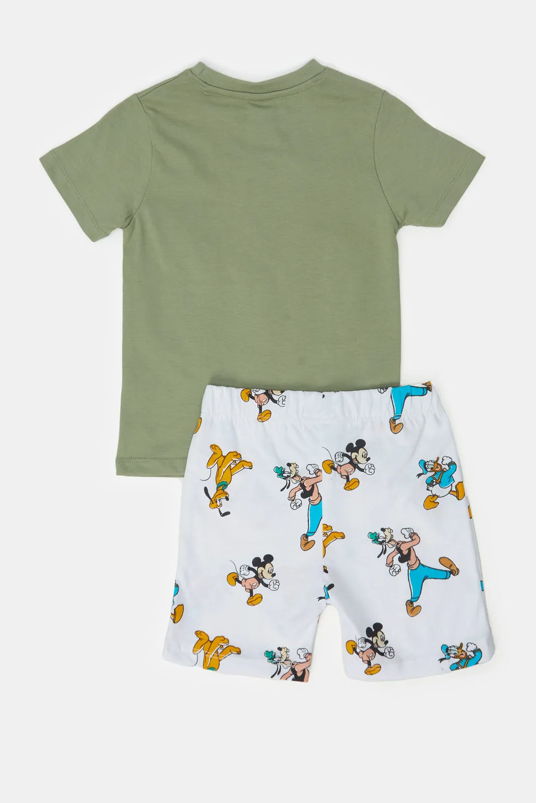 Infant Boys Olive And White Mickey Squad Pyjama Set (2 Piece)