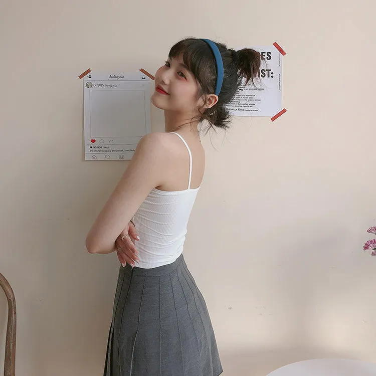[Korean Style] Cerise Cotton Wrap Cropped Camis